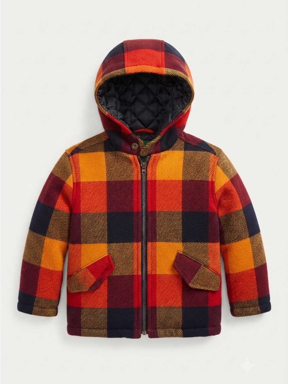 Vintage Marks & Spencer Little One Buffalo Plaid Wool Hooded Jacket 2-3 Years